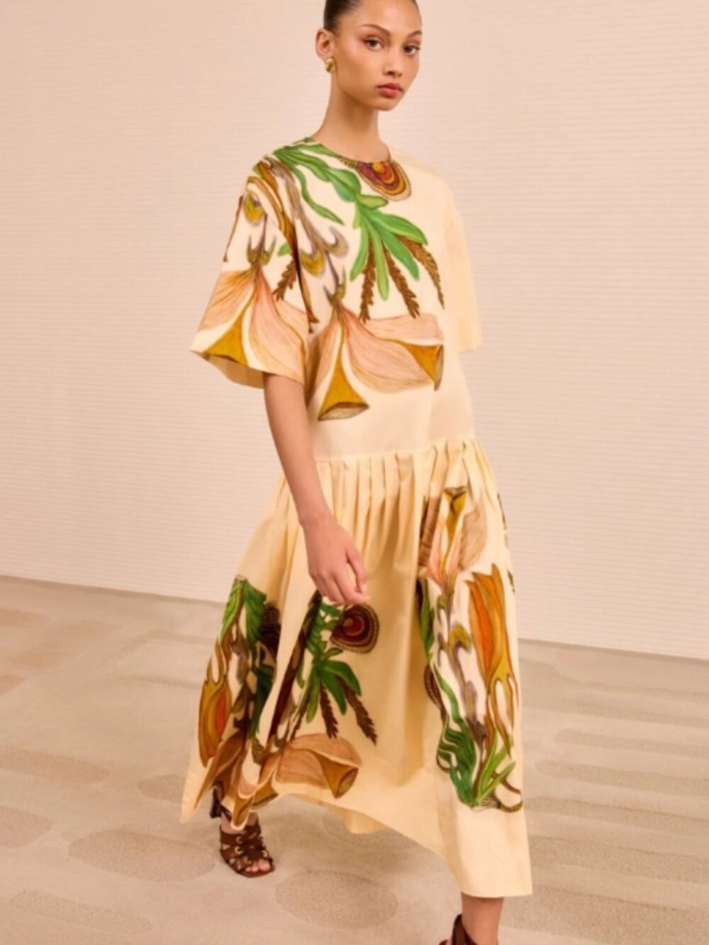 NWOT ULLA JOHNSON Aniline Popline Midi Dress in Inner Nature S $850